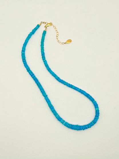 Electric Blue Disc Opal Necklace