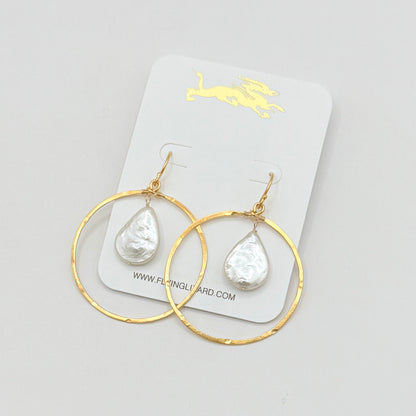 Encased Pearl & Gem Drop Hoops