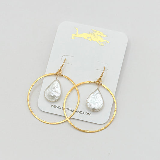 Encased Pearl & Gem Drop Hoops