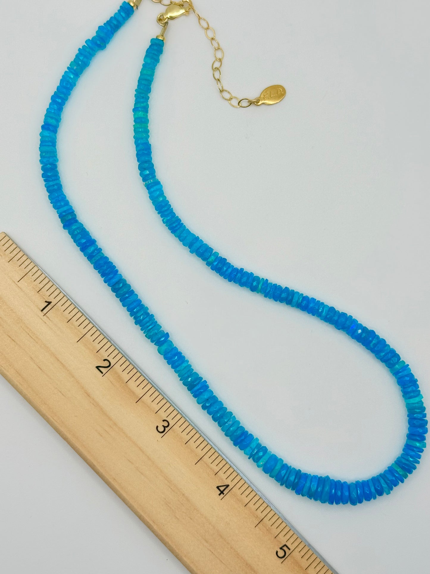 Electric Blue Disc Opal Necklace