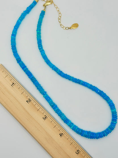 Electric Blue Disc Opal Necklace