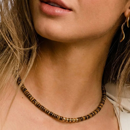 Tiger Eye Heishi Bead Necklace