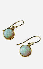 Round 6mm white opal earrings