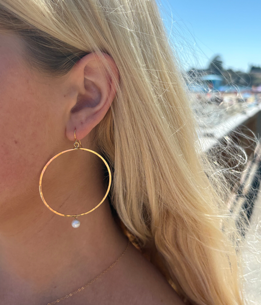 Delicate Pearl Hoops