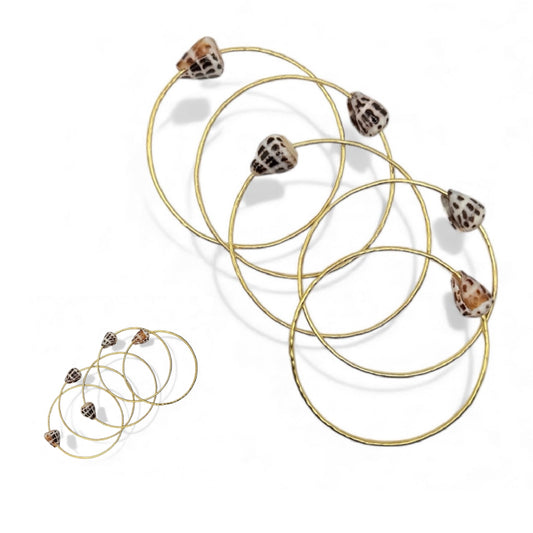 Spinner Cone Shell Bangle | Hebrew Cone Shell Textured Bracelet