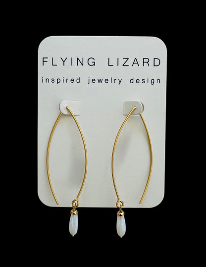 Opal Pull Thru Gold Hoops