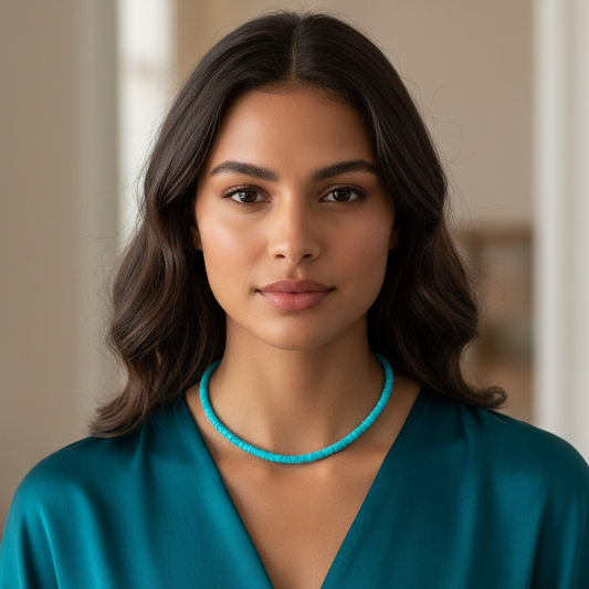 Electric Blue Disc Opal Necklace