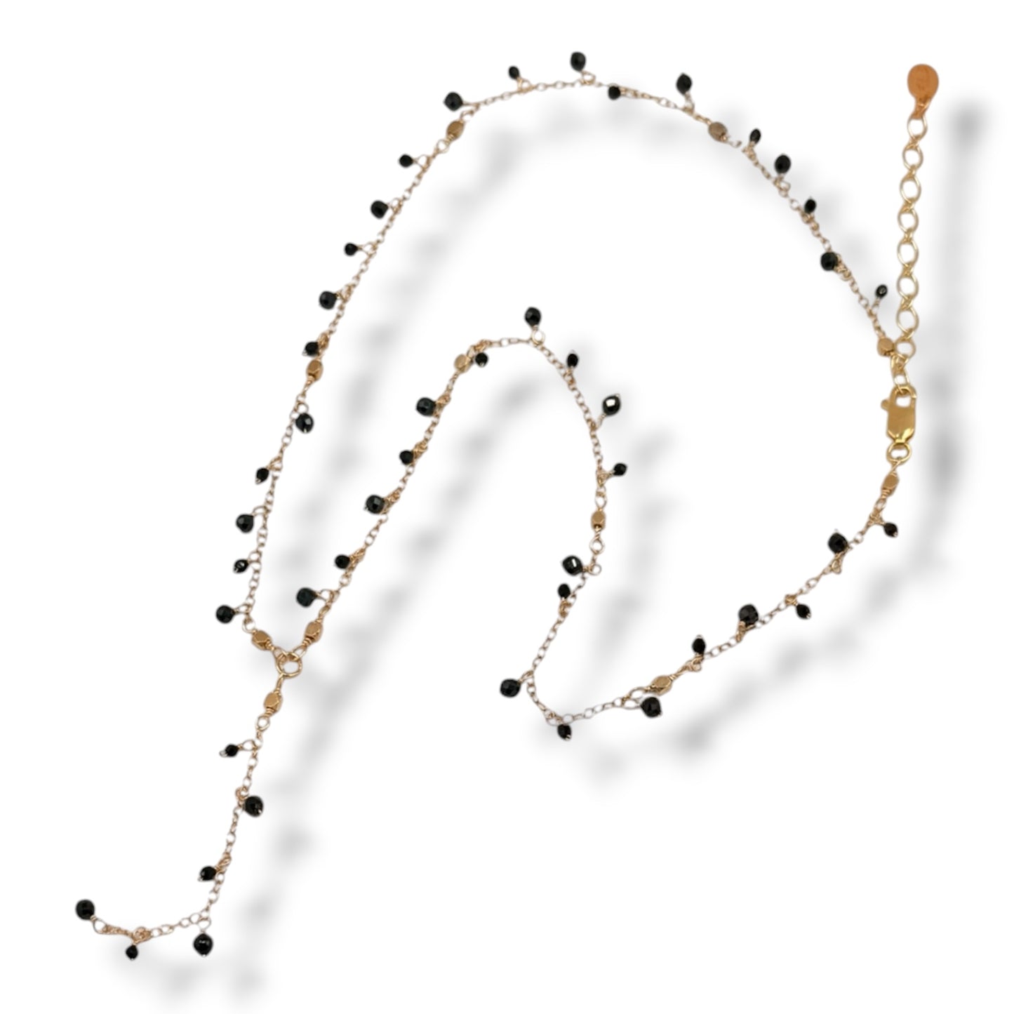 Black Spinel Lariat Necklace