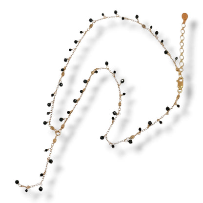Black Spinel Lariat Necklace