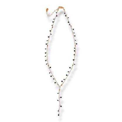 Black Spinel Lariat Necklace