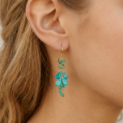 Turquoise & Emerald Cluster Earring