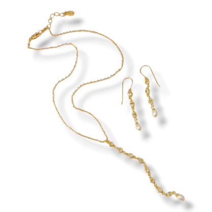 Gold Zircon Diamond Heart Lariat Necklace