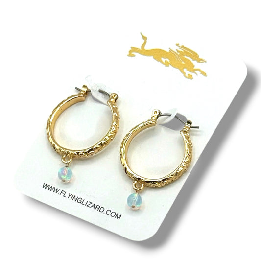 Floral 18 k Gold  & Opal Dangles
