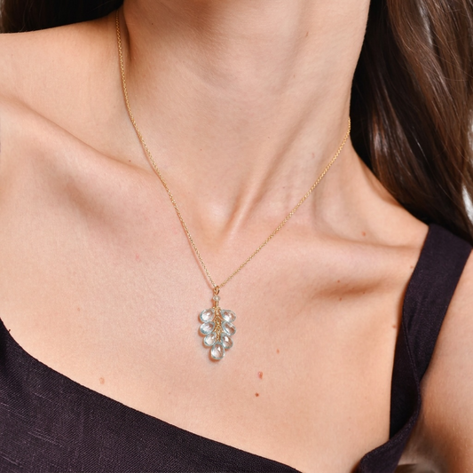 Blue Topaz Cluster Necklace