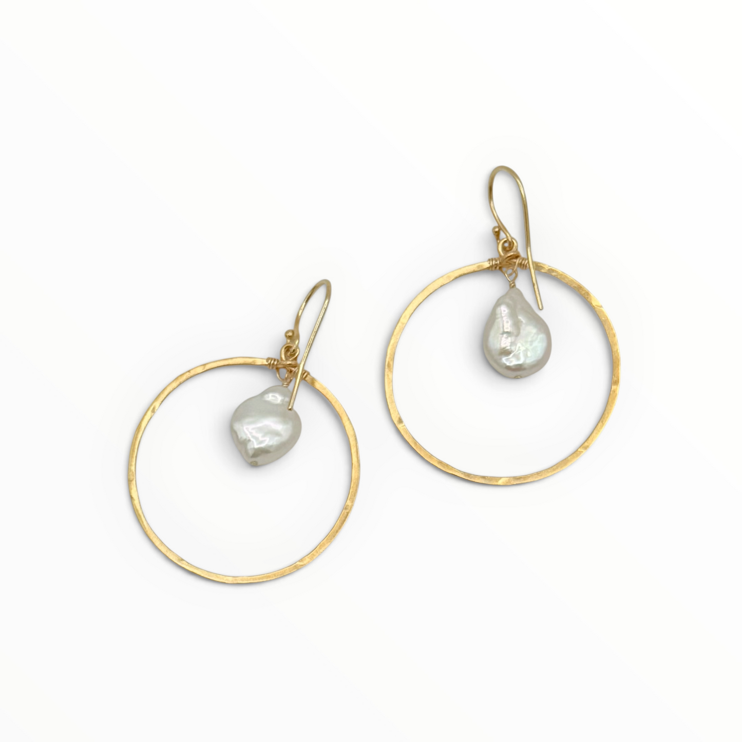 White or Blush Pearl Nugget Hoops