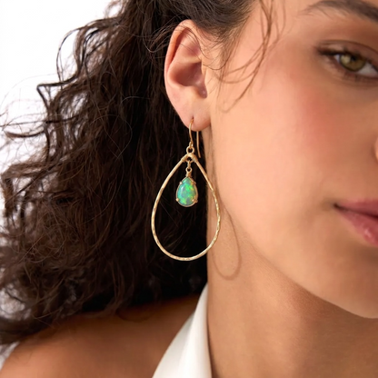 Teardrop Hoops with Jelly Opals