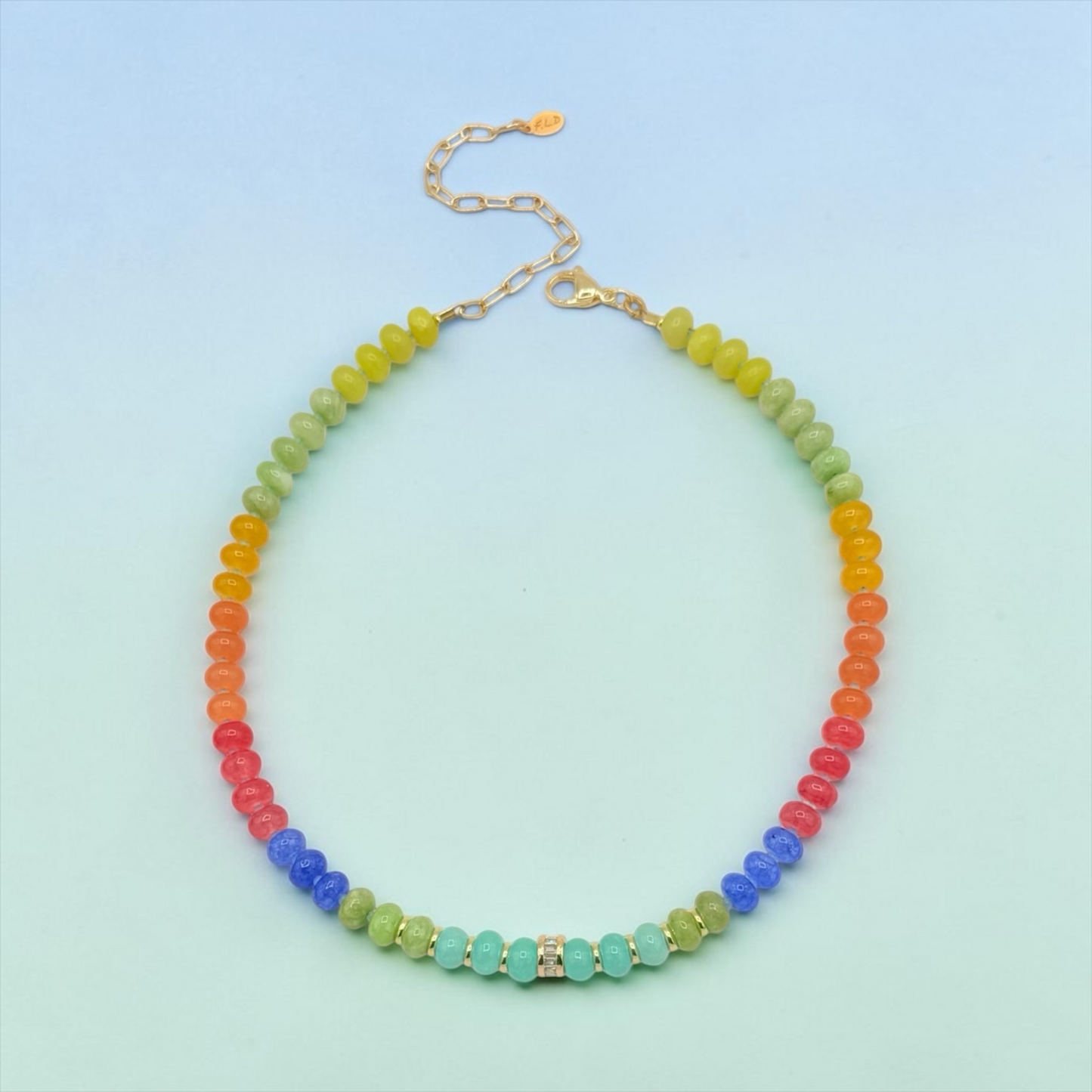 Prismatic Mixed Quartz Choker – Gold Accents & Zircon Wheel