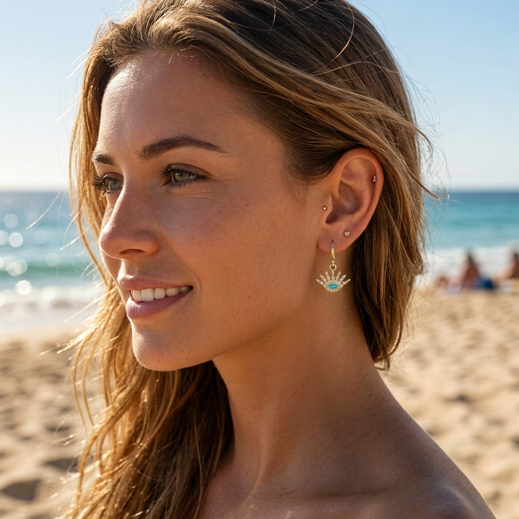 Turquoise Talisman Charm Earrings – 14K Gold Filled Ear Wires