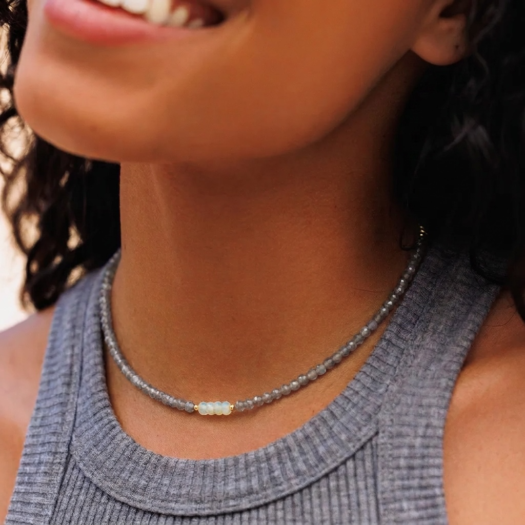 Labradorite & Opal Beaded Necklace