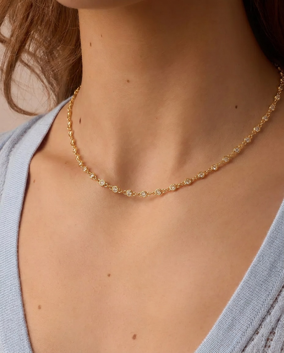 Zircon Diamond Gold Necklaces.