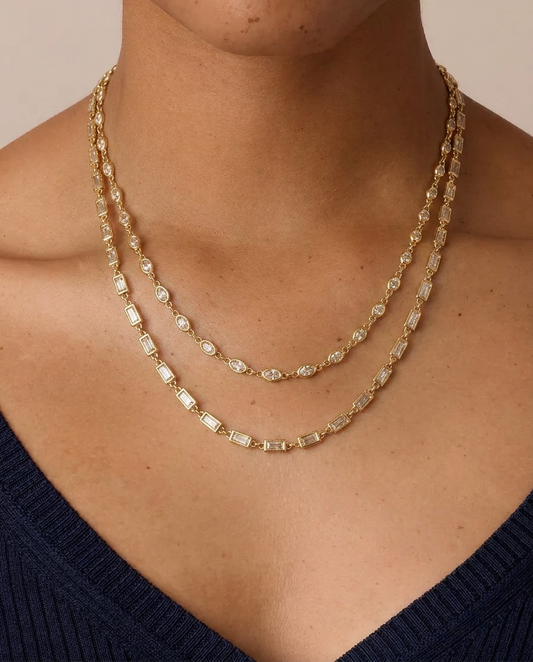 Zircon Diamond Gold Necklaces.