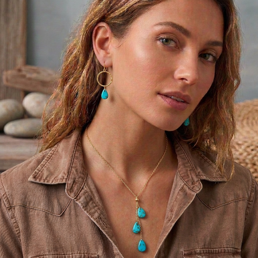 Arizona Turquoise Teardrop Hoop Earrings