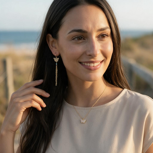 Opal Mirage Pear or Butterfly Fringe Earrings