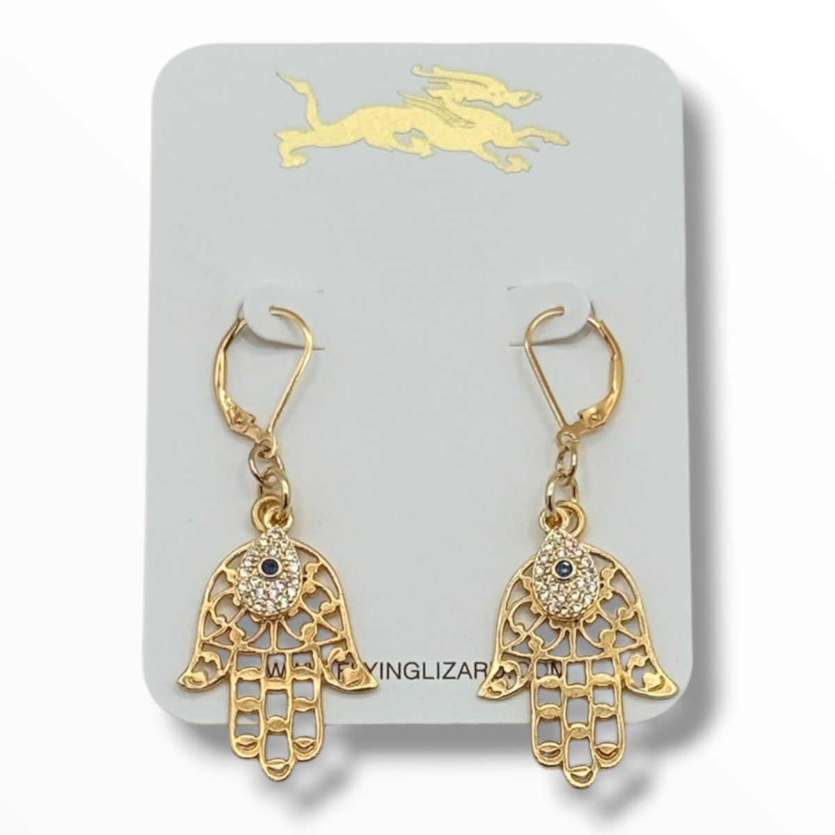 Hamsa Eye Amulet Gold Earrings