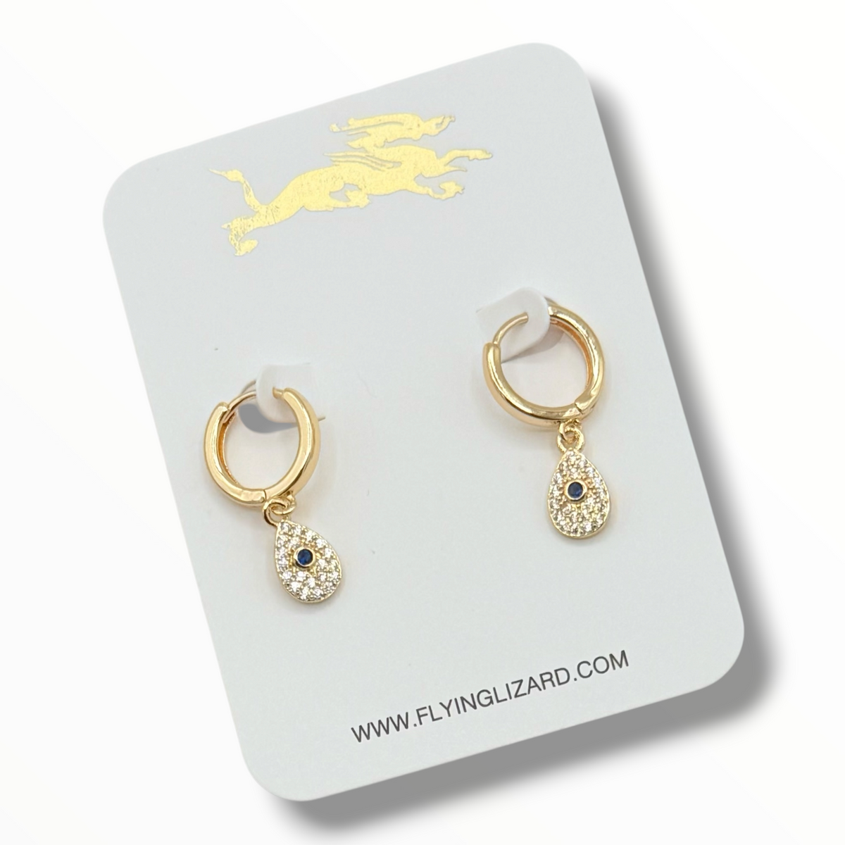 Little Blue Eye – Mini CZ Evil Eye Charm Earrings