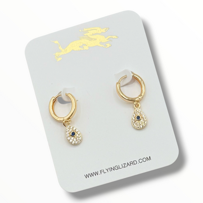 Little Blue Eye – Mini CZ Evil Eye Charm Earrings