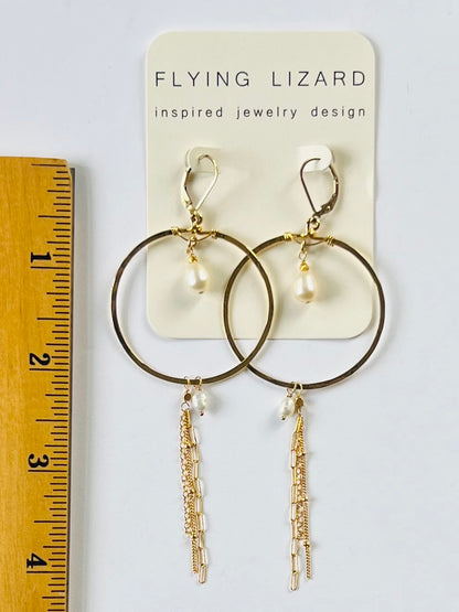 Pearl & Gold Mix Chain Hoops
