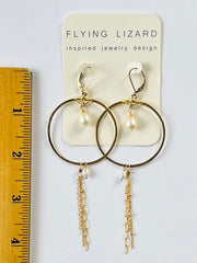 Pearl and gold chain Hoops