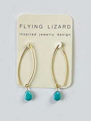 Sleek Gem Drop Pearl /Turquoise earrings