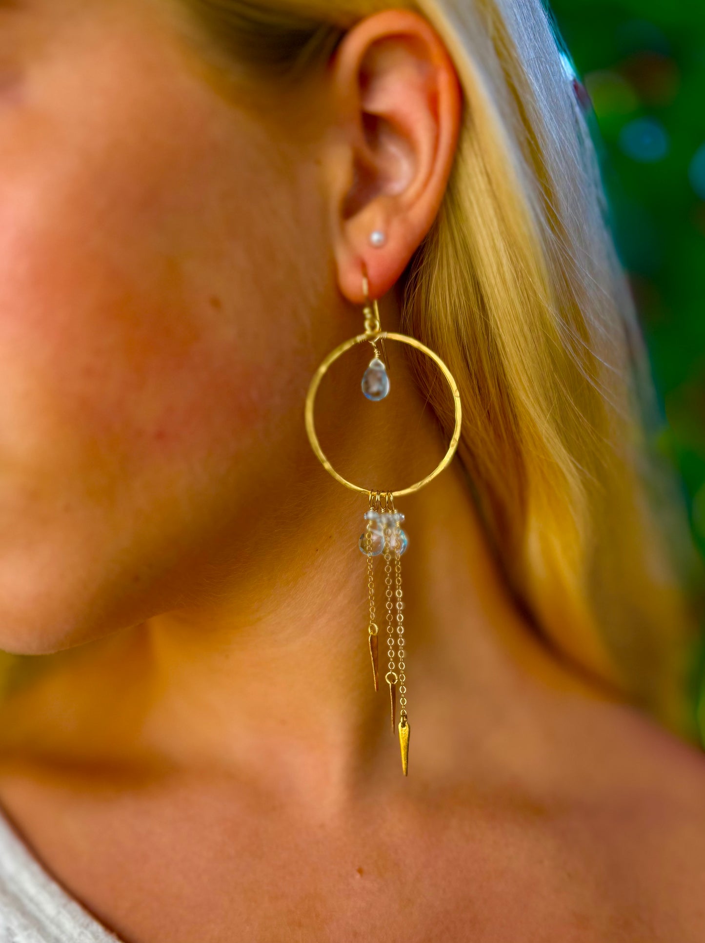 Blue Topaz Hoops