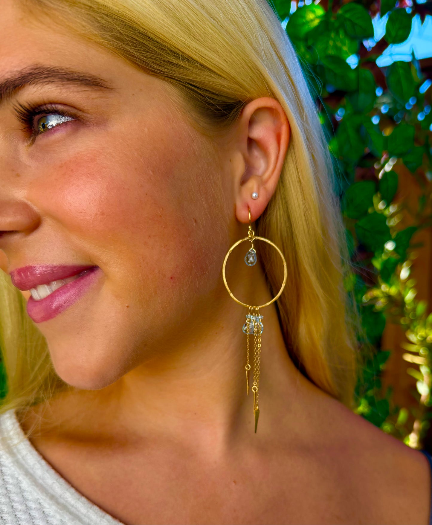 Blue Topaz Hoops
