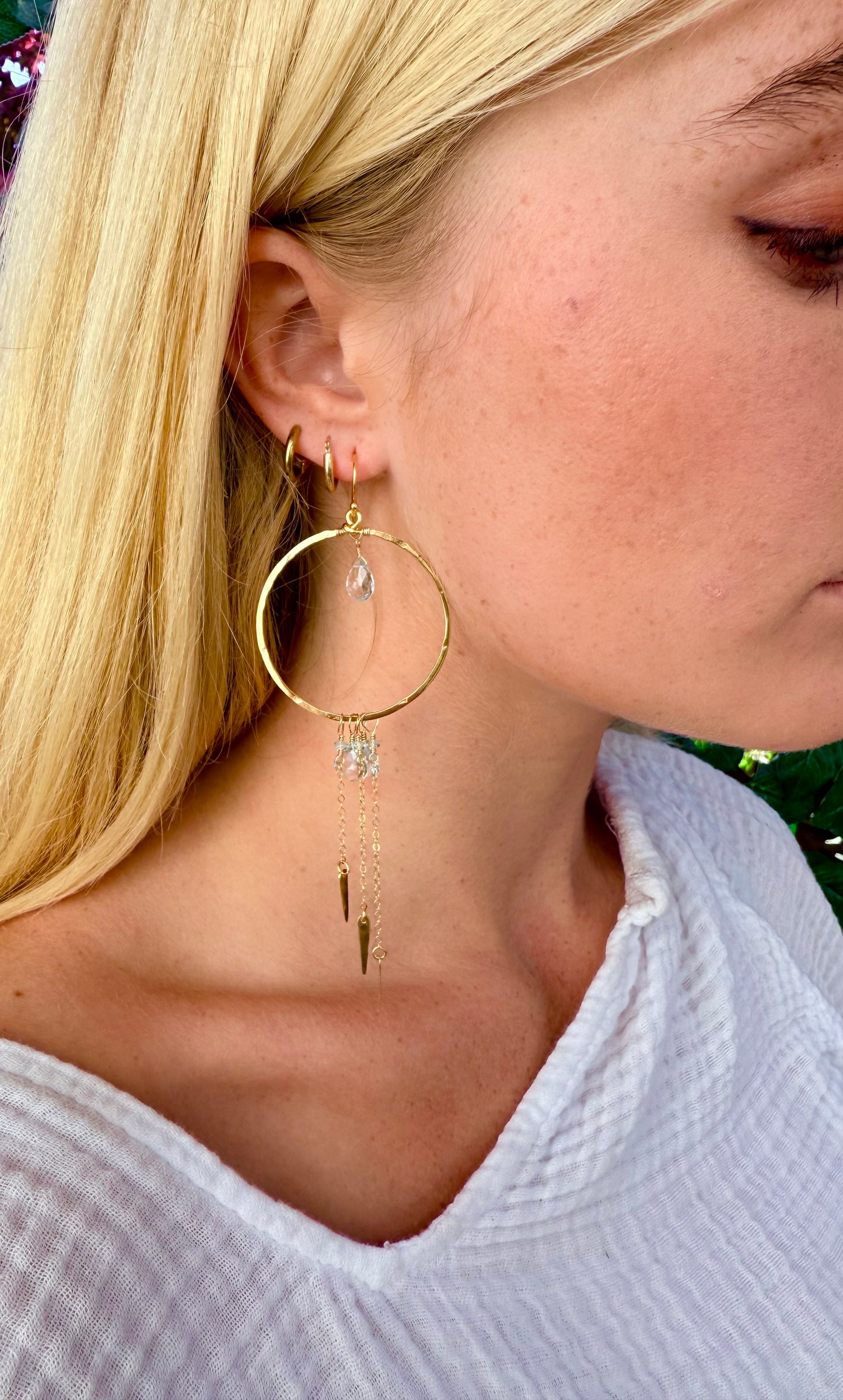 Blue Topaz Hoops