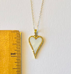Mother of Pearl Diamond Heart Necklace