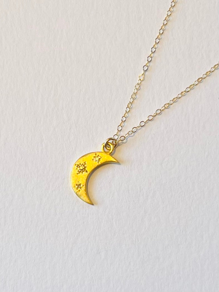 Moon Necklace, 14ksolid Yellow Gold Crescent Moon Necklace, Mother of Pearl Moon  Necklace, Moon Pendant - Etsy