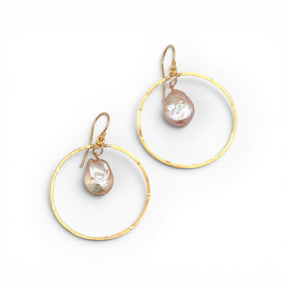Encased Pearl & Gem Drop Hoops
