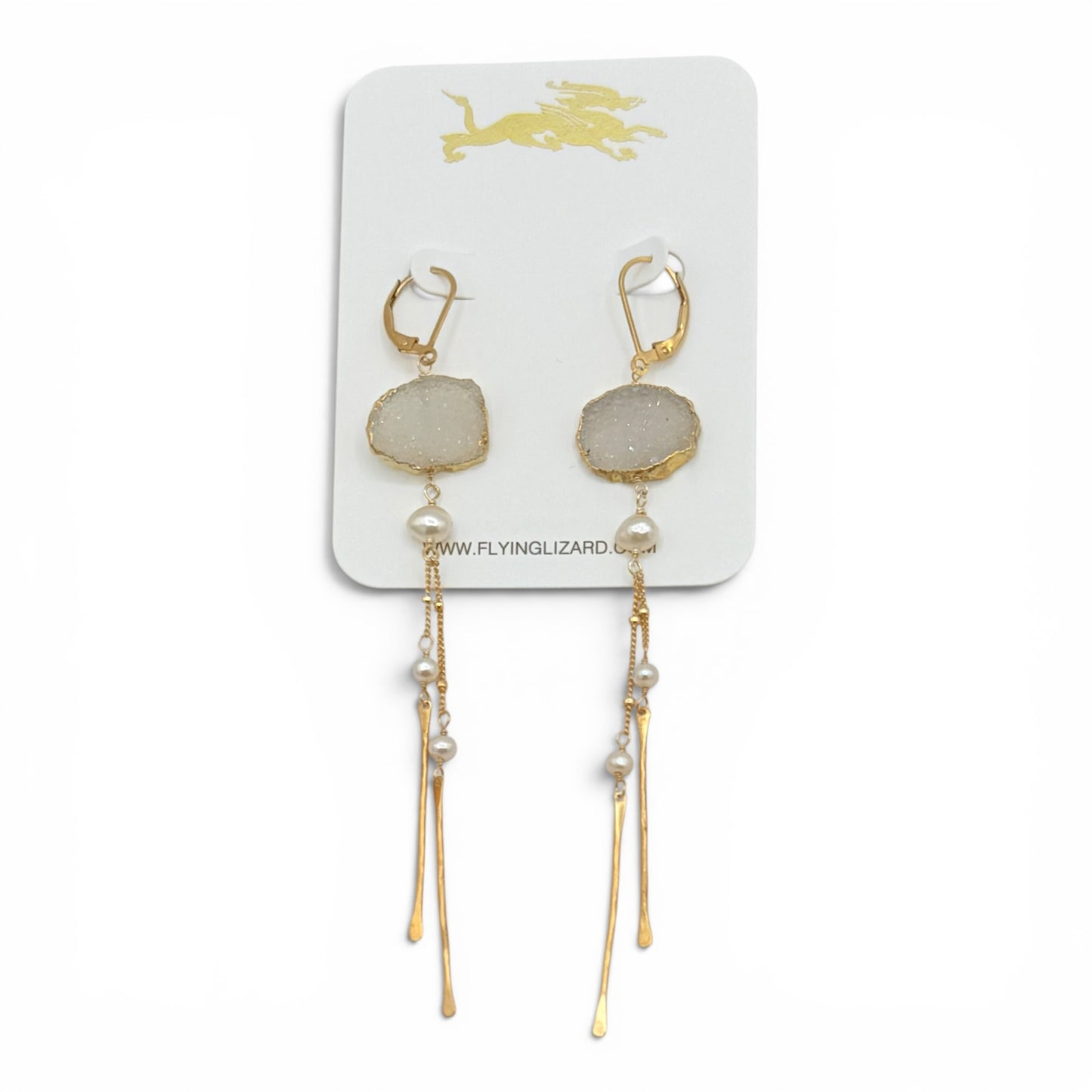 Sparkling Drusy Gold Dangle Earrings