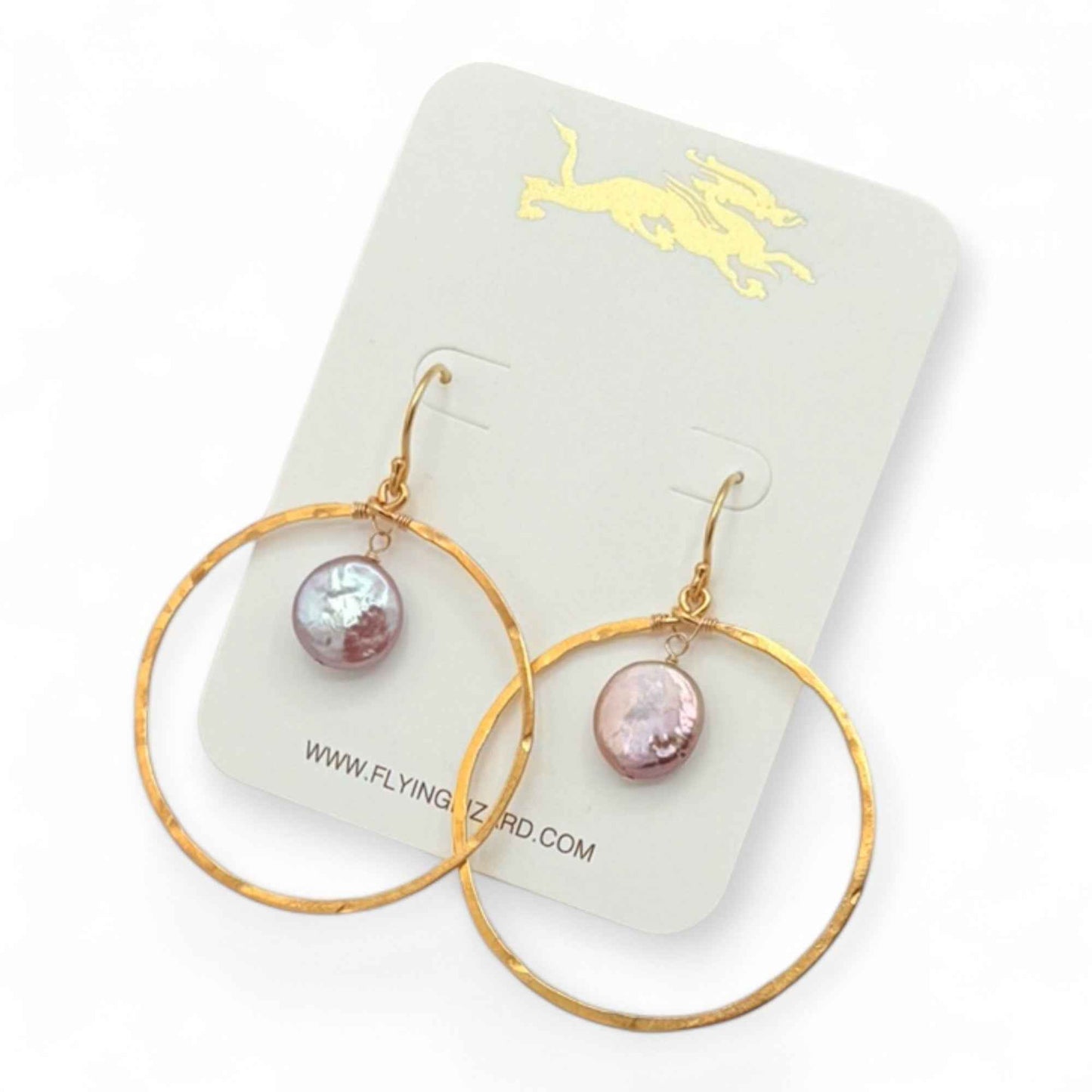 Purple Lavender Coin Pearl Hoops