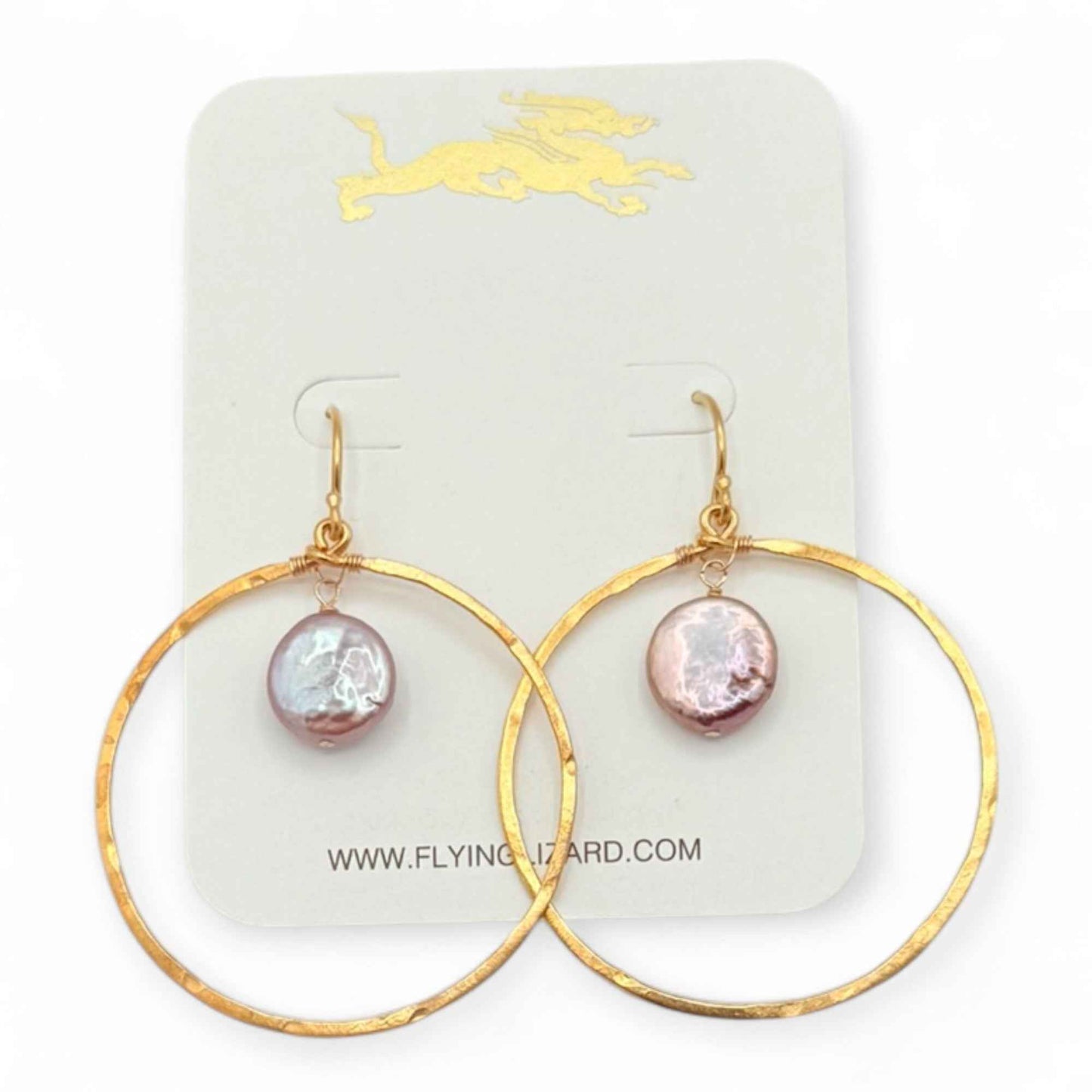 Purple Lavender Coin Pearl Hoops