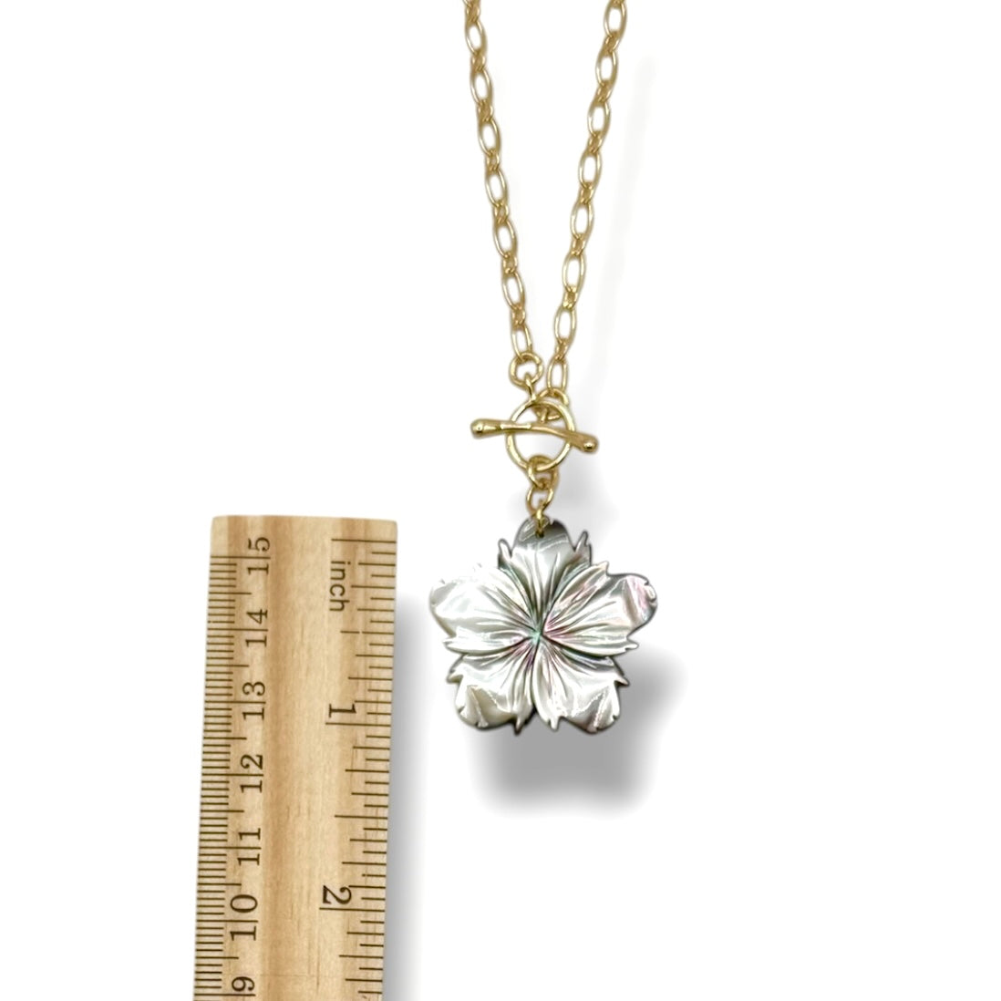 Abalone or Black Mother of Pearl Flower Toggle Necklace