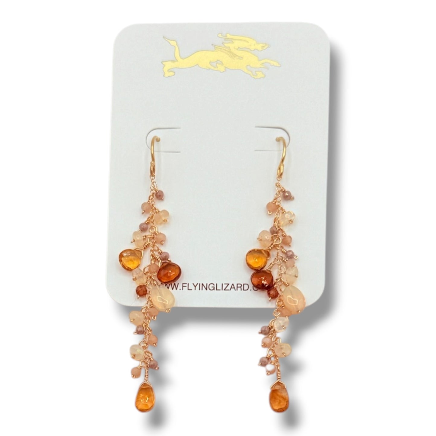 Opal , Citrine & Labradorite Cluster Drop Earrings