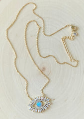 Opal Eyelash Necklace