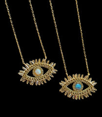 Opal Eyelash Necklace