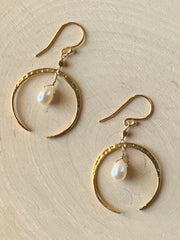 Crescent & Stone Earrings